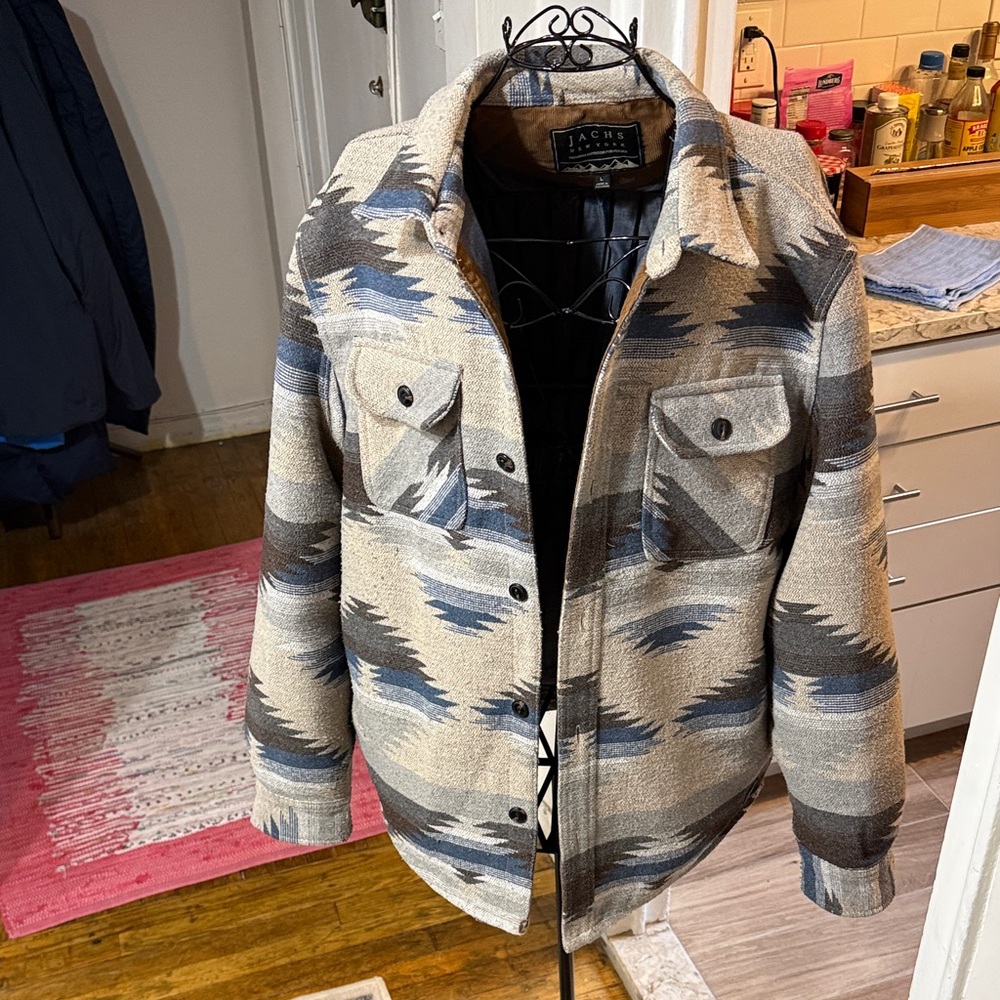 Jachs Men's Aztec Pattern Jacket - Gray and Blue